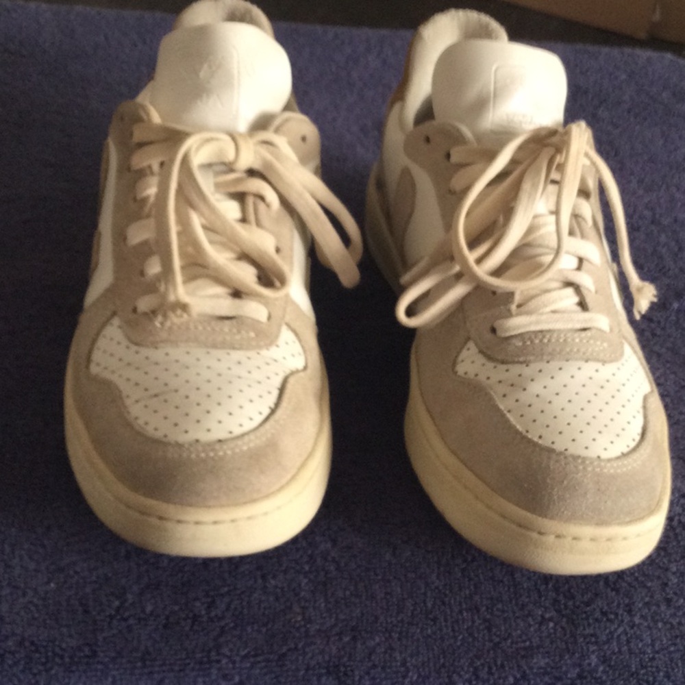 Neutral Suede & Leather Sneakers in Cream and Beige